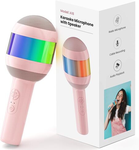 Karaoke Machine for Kids Adults, Portable Bluetooth Microphone Song Toys with LED Light, Best Chritmas Birthday Festival Party Gift for 3 4 5 6 7 8 9 10 11 12+ Year Old Girls Boys (Beige) in Saudi Arabia