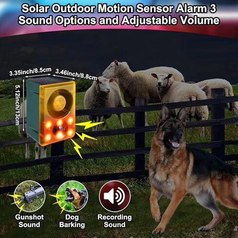 4 Pcs Solar Outdoor Motion Sensor Alarm Motion Sensor Animal Deterrent Gunshot Sound Dog Barking Alarm 130db Loud Noise Maker 3 Modes with USB Remote Control, Support Recording and Volume Adjustment in Saudi Arabia