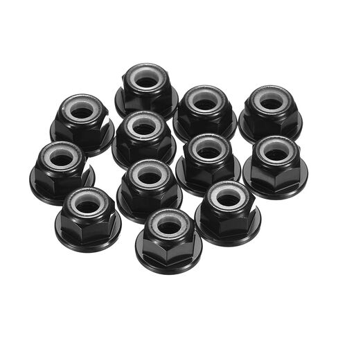 MECCANIXITY 12 Pcs M4 Pitch 0.7mm Aluminum Alloy Lock Nuts Flange Nut Nylon Locking Serrated for RC Car Parts Drone Quadcopter Accessories Motor Adapter Fastener, Black in Saudi Arabia