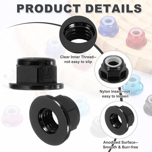 MECCANIXITY 12 Pcs M4 Pitch 0.7mm Aluminum Alloy Lock Nuts Flange Nut Nylon Locking Serrated for RC Car Parts Drone Quadcopter Accessories Motor Adapter Fastener, Black in Saudi Arabia