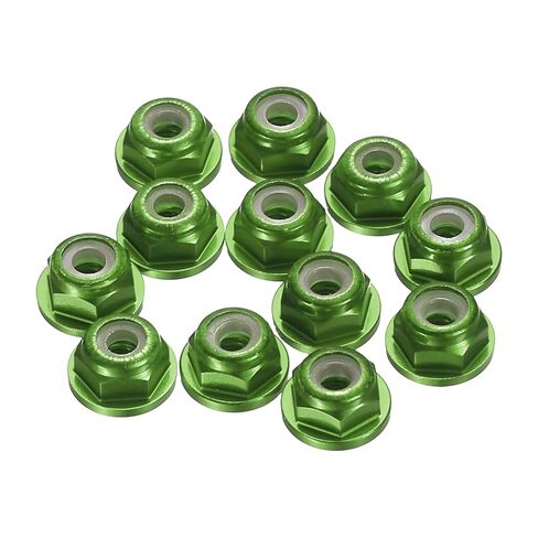 MECCANIXITY 12 Pcs M4 Pitch 0.7mm Aluminum Alloy Lock Nuts Flange Nut Nylon Locking Serrated for RC Car Parts Drone Quadcopter Accessories Motor Adapter Fastener, Black in Saudi Arabia