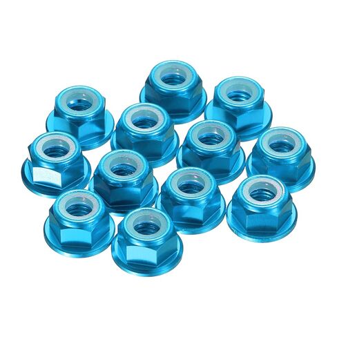 MECCANIXITY 12 Pcs M4 Pitch 0.7mm Aluminum Alloy Lock Nuts Flange Nut Nylon Locking Serrated for RC Car Parts Drone Quadcopter Accessories Motor Adapter Fastener, Black in Saudi Arabia