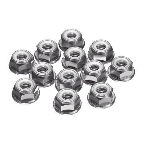 MECCANIXITY 12 Pcs M4 Pitch 0.7mm Aluminum Alloy Lock Nuts Flange Nut Nylon Locking Serrated for RC Car Parts Drone Quadcopter Accessories Motor Adapter Fastener, Black in Saudi Arabia