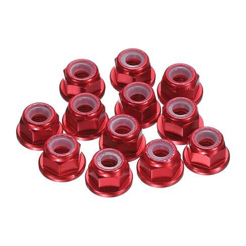 MECCANIXITY 12 Pcs M4 Pitch 0.7mm Aluminum Alloy Lock Nuts Flange Nut Nylon Locking Serrated for RC Car Parts Drone Quadcopter Accessories Motor Adapter Fastener, Black in Saudi Arabia