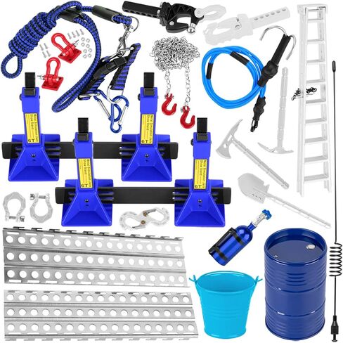 جزء ترقيات ديكور RC لـ 1/10 SCX10، Trx4/6، GEN7/8، جاك، خزان الوقود، مجرفة، فأس، سلسلة مقطورة/خطاف/حبل/مستقبل/حبل قوة مرن، هوائي، زجاجة نيتروجين، سلم، لوحة الاسترداد، أحمر in Saudi Arabia