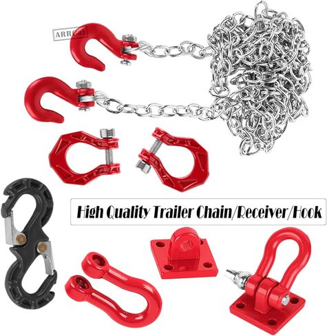 جزء ترقيات ديكور RC لـ 1/10 SCX10، Trx4/6، GEN7/8، جاك، خزان الوقود، مجرفة، فأس، سلسلة مقطورة/خطاف/حبل/مستقبل/حبل قوة مرن، هوائي، زجاجة نيتروجين، سلم، لوحة الاسترداد، أحمر in Saudi Arabia