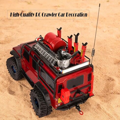 جزء ترقيات ديكور RC لـ 1/10 SCX10، Trx4/6، GEN7/8، جاك، خزان الوقود، مجرفة، فأس، سلسلة مقطورة/خطاف/حبل/مستقبل/حبل قوة مرن، هوائي، زجاجة نيتروجين، سلم، لوحة الاسترداد، أحمر in Saudi Arabia