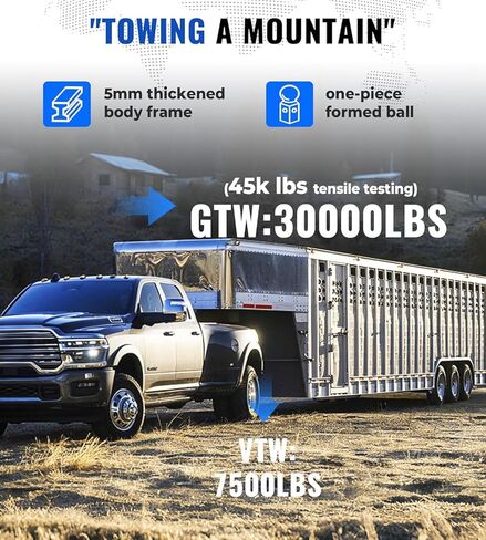 وصلة عنق الإوزة شديدة التحمل تناسب 2020-2026 شيفروليه سيلفرادو 2500 و3500 HD، GMC Sierra 2500 و3500 HD، 30 كيلو رطل GTW، تصميم كرة مخفية in Kuwait