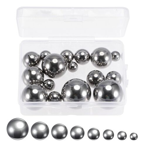 uxcell 16pcs 8 Size Bearing Balls Assortment Chrome Steel 3/8" 7/16" 1/2" 9/16" 5/8" 3/4" 7/8" 1" with Storage Box in Saudi Arabia