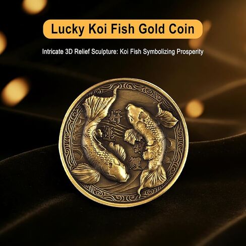 Golden Koi Fish Lucky Coin, 1.57 Inch Double-Sided Fortune Collectible Coin, Chinese New Year Gift& Lottery Ticket Scratcher Tool in Saudi Arabia