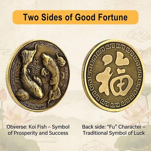Golden Koi Fish Lucky Coin, 1.57 Inch Double-Sided Fortune Collectible Coin, Chinese New Year Gift& Lottery Ticket Scratcher Tool in Saudi Arabia