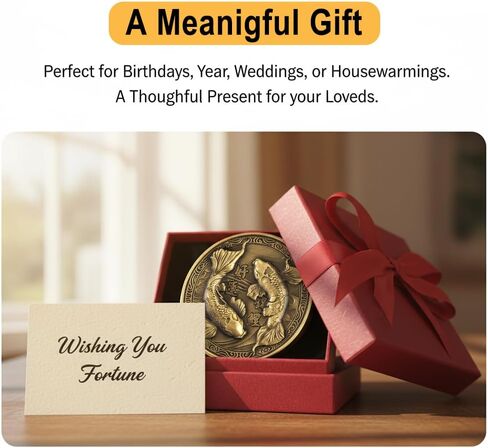 Golden Koi Fish Lucky Coin, 1.57 Inch Double-Sided Fortune Collectible Coin, Chinese New Year Gift& Lottery Ticket Scratcher Tool in Saudi Arabia