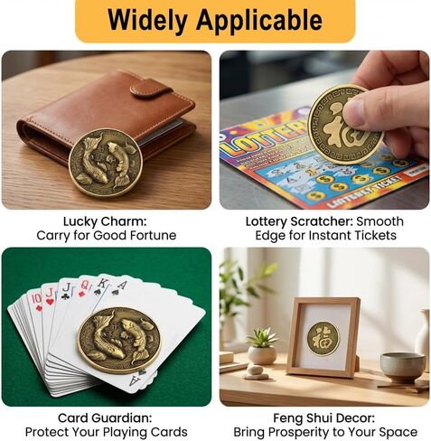 Golden Koi Fish Lucky Coin, 1.57 Inch Double-Sided Fortune Collectible Coin, Chinese New Year Gift& Lottery Ticket Scratcher Tool in Saudi Arabia