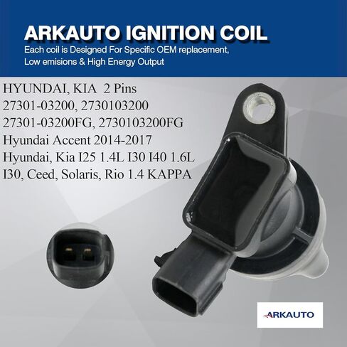 مجموعة حزم ملف الإشعال مكونة من 4 قطع متوافقة مع HYUNDAI Accent i30 i20 i25 Bayon Kia CEED RIO PROCEED Solaris Stonic DODGE ATTITUDE 1.4 1.4T لاستبدال 27301-03200 UF929 in Kuwait