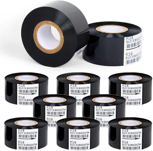 10 Rolls Black Resin Thermal Transfer Ribbon, 30mm x 100m — Hot Stamp Date & Batch Coding Ribbon for Packaging Coding Machines in Saudi Arabia
