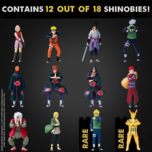 P.M.I. Naruto Shippuden Collectible Mini Figures 12 Pack Deluxe Box | Anime Toy Set Featuring Team 7 Ninjas, Akatsuki, Legendary Sannin & Hidden Rare Shinobi (Assortment A) in Saudi Arabia