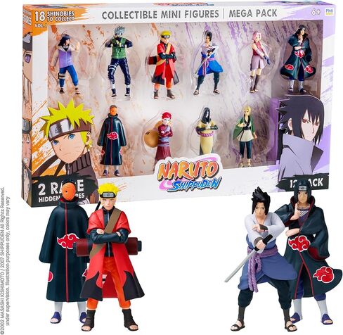P.M.I. Naruto Shippuden Collectible Mini Figures 12 Pack Deluxe Box | Anime Toy Set Featuring Team 7 Ninjas, Akatsuki, Legendary Sannin & Hidden Rare Shinobi (Assortment A) in Saudi Arabia