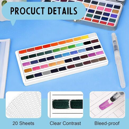 20 Sheets Color Swatch Chart Fits 50 100 Colors Watercolor Paint Set Watercolor Swatch Cards Blank Color Chart Template 7.9x4 Inch Portable Paint Kit for Adult Beginners Professional Painting Lovers in Saudi Arabia