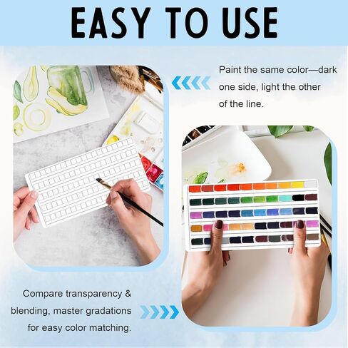 20 Sheets Color Swatch Chart Fits 50 100 Colors Watercolor Paint Set Watercolor Swatch Cards Blank Color Chart Template 7.9x4 Inch Portable Paint Kit for Adult Beginners Professional Painting Lovers in Saudi Arabia