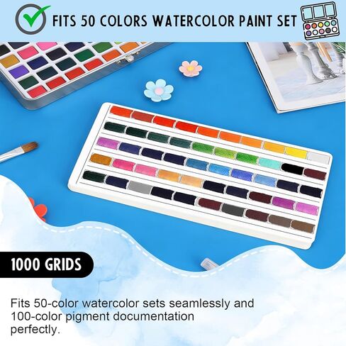 20 Sheets Color Swatch Chart Fits 50 100 Colors Watercolor Paint Set Watercolor Swatch Cards Blank Color Chart Template 7.9x4 Inch Portable Paint Kit for Adult Beginners Professional Painting Lovers in Saudi Arabia