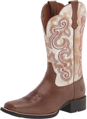 Ariat Womens Quickdraw Western Boot Sandstorm/Distressed White 9 in Saudi Arabia