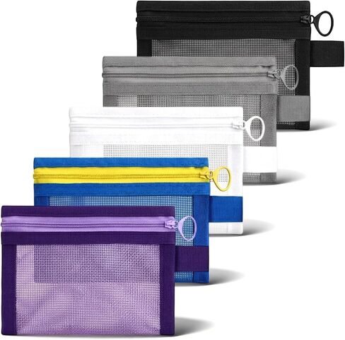 5Pcs Small Mesh Zipper Pouch Bags for Purse, Mini Mesh Bags with Zipper, Purse Organizer Pouches Insert for Women Travel Bathroom School Organizing in Saudi Arabia