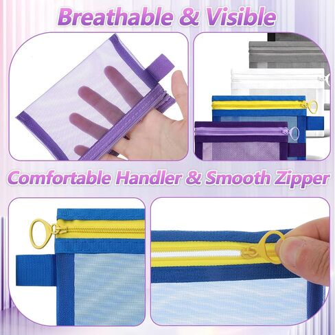 5Pcs Small Mesh Zipper Pouch Bags for Purse, Mini Mesh Bags with Zipper, Purse Organizer Pouches Insert for Women Travel Bathroom School Organizing in Saudi Arabia
