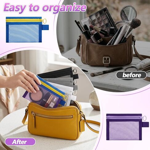 5Pcs Small Mesh Zipper Pouch Bags for Purse, Mini Mesh Bags with Zipper, Purse Organizer Pouches Insert for Women Travel Bathroom School Organizing in Saudi Arabia