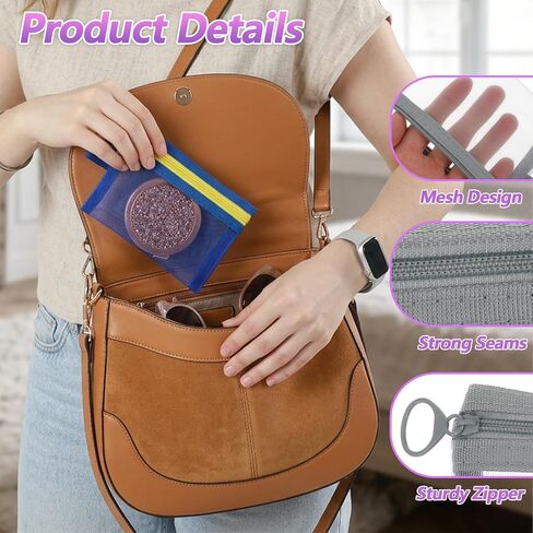 5Pcs Small Mesh Zipper Pouch Bags for Purse, Mini Mesh Bags with Zipper, Purse Organizer Pouches Insert for Women Travel Bathroom School Organizing in Saudi Arabia