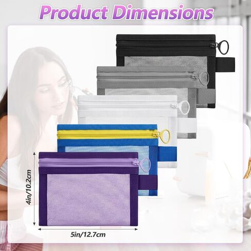 5Pcs Small Mesh Zipper Pouch Bags for Purse, Mini Mesh Bags with Zipper, Purse Organizer Pouches Insert for Women Travel Bathroom School Organizing in Saudi Arabia