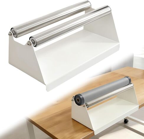 Premium Metal Vinyl Roll Display Holder, Fit for Wallpaper, Applying Window Film, Transfer Paper, TapeMedia Roll Holder Mobile, Double-Layer Metal Drum Rod, White Spray Paint in Saudi Arabia