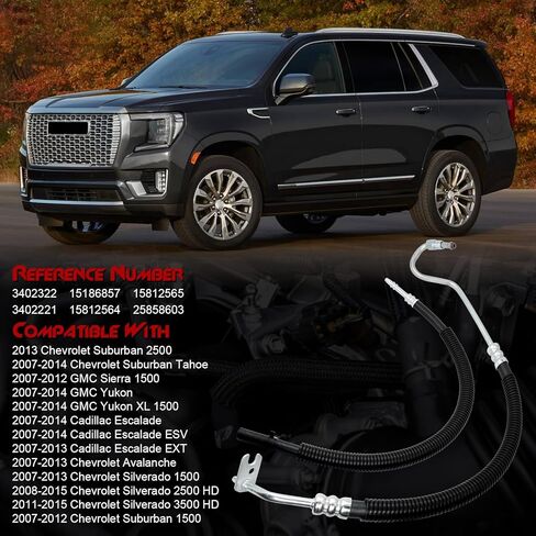 2pcs Power Steering Pressure Return Hose Line Assembly, Compatible with Chevy Avalanche Silverado 1500 Suburban 1500 Tahoe; GMC Sierra 1500 Yukon XL 1500; Cadillac Escalade ESV EXT, 4.8/5.3/6.0/6.2L in Saudi Arabia