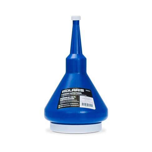 Polaris 1.25 Quart Funnel with Cap, Blue - Mess-Free and Controlled Pouring of Automotive Fluids, Oil, Gas - Durable Design for Easy Maintenance, Refills and Precision Pouring, Part 2830574 in Kuwait