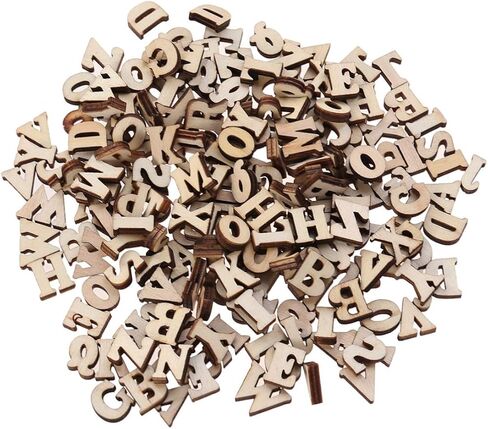100pcs Wooden Letters for Wood Crafts Rustic Home Decor 1/4 inch Wood Alphabet Letters Stickers Wedding Scrapbook Mini Unfinished Mini Blank Wooden, Random in Kuwait