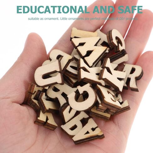 100pcs Wooden Letters for Wood Crafts Rustic Home Decor 1/4 inch Wood Alphabet Letters Stickers Wedding Scrapbook Mini Unfinished Mini Blank Wooden, Random in Kuwait