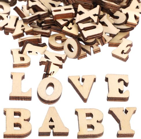 100pcs Wooden Letters for Wood Crafts Rustic Home Decor 1/4 inch Wood Alphabet Letters Stickers Wedding Scrapbook Mini Unfinished Mini Blank Wooden, Random in Kuwait