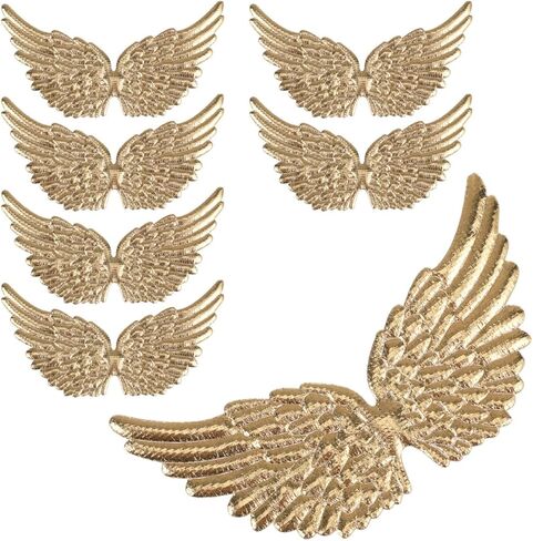 Kisangel Mini Angel Wings الديكور 12 قطعة ذهبية لامعة DIY إكسسوارات يدوية لزي حقيبة الظهر ديكور الحفلات سكرابوكينغ الزينة in Kuwait
