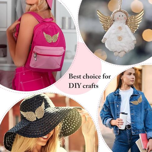Kisangel Mini Angel Wings الديكور 12 قطعة ذهبية لامعة DIY إكسسوارات يدوية لزي حقيبة الظهر ديكور الحفلات سكرابوكينغ الزينة in Kuwait