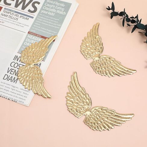 Kisangel Mini Angel Wings الديكور 12 قطعة ذهبية لامعة DIY إكسسوارات يدوية لزي حقيبة الظهر ديكور الحفلات سكرابوكينغ الزينة in Kuwait