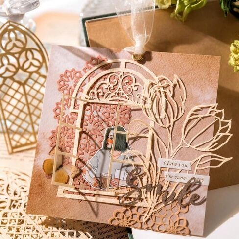 60PCS Vintage Love Heart Butterfly Leaf Lace Star Flower Cut Outs Border Card Cutouts Paper Lace for Scrapooking Supplies Kit Scrapbook Decorative Paper Card for DIY Arts Crafts Album Planner Junk in Saudi Arabia