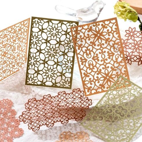 60PCS Vintage Love Heart Butterfly Leaf Lace Star Flower Cut Outs Border Card Cutouts Paper Lace for Scrapooking Supplies Kit Scrapbook Decorative Paper Card for DIY Arts Crafts Album Planner Junk in Saudi Arabia