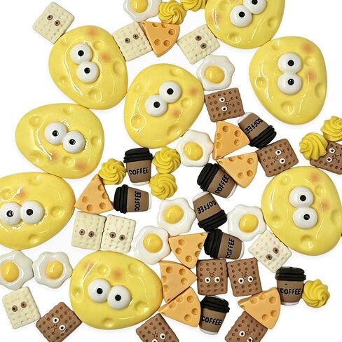 60PCS Simulation Coffee Bean Resin Charms, 1.7x1.3cm Flatback Resin Beans Ornaments, Mini Artificial Coffee Charms for DIY Phone Case Scrapbook Hair Clip Jewelry Making & Craft Making Embellishments in Saudi Arabia
