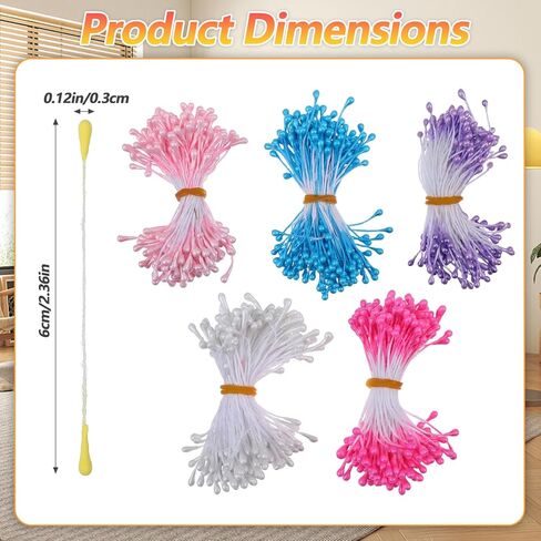Guduling 1500 قطعة من أسدية الزهور للحرف اليدوية، 10 ألوان من Pistilos para Flores Artificiales، 3 مم لؤلؤ مزدوج الأزهار، للحرف اليدوية DIY باقات عيد الحب لتزيين سجل القصاصات in Kuwait