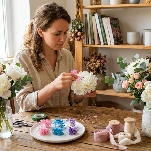 Guduling 1500 قطعة من أسدية الزهور للحرف اليدوية، 10 ألوان من Pistilos para Flores Artificiales، 3 مم لؤلؤ مزدوج الأزهار، للحرف اليدوية DIY باقات عيد الحب لتزيين سجل القصاصات in Kuwait