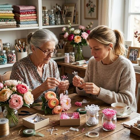 Guduling 1500 قطعة من أسدية الزهور للحرف اليدوية، 10 ألوان من Pistilos para Flores Artificiales، 3 مم لؤلؤ مزدوج الأزهار، للحرف اليدوية DIY باقات عيد الحب لتزيين سجل القصاصات in Kuwait
