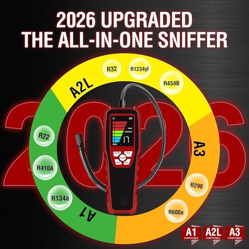 Refrigerant Leak Detector, ALD-200+ HVAC Freon Sniffer A1 A2L A3 & Low-GWP Compatible, Smart Semiconductor Sensor with 0.14 oz/yr Sensitivity, 2026 Updated, Professional AC Sniffer in Saudi Arabia