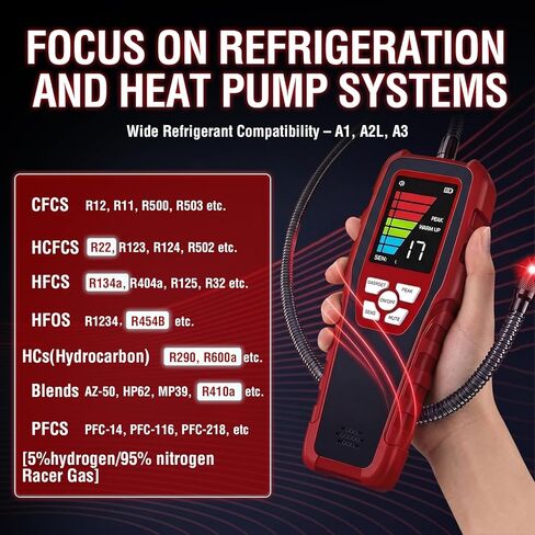 Refrigerant Leak Detector, ALD-200+ HVAC Freon Sniffer A1 A2L A3 & Low-GWP Compatible, Smart Semiconductor Sensor with 0.14 oz/yr Sensitivity, 2026 Updated, Professional AC Sniffer in Saudi Arabia