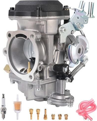 مكربن ​​CV40 لـ Harley Davidson HD Sportster XL 883 1200/ Softail/Touring/Dyna FXR/Road King Carb 27421-99A (مع فلتر الوقود + شمعة الإشعال + الطائرات) in Kuwait