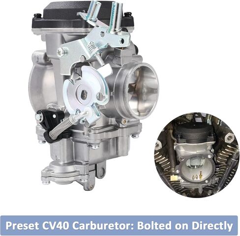 مكربن ​​CV40 لـ Harley Davidson HD Sportster XL 883 1200/ Softail/Touring/Dyna FXR/Road King Carb 27421-99A (مع فلتر الوقود + شمعة الإشعال + الطائرات) in Kuwait