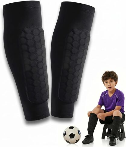 Soccer Shin Guards Shin Pads for Kids Youth Adult, Calf Compression Sleeve with Honeycomb Pads, Lightweight Calf Protective Gear for Football Soccer in Saudi Arabia